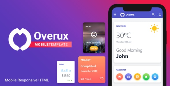 Mobile UI UX mobile app template and mobile html template