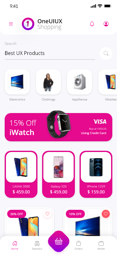 ecommerce Shopping mobile HTML template UI Kit