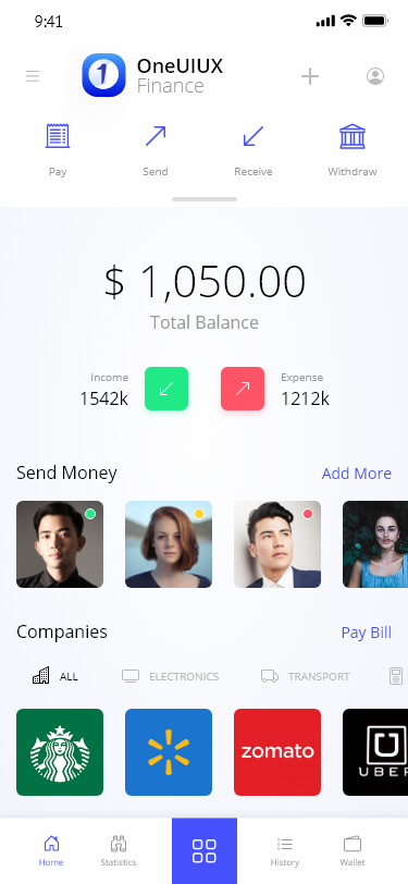 Finance Wallet Shopping Mobile HTML template UI Kit