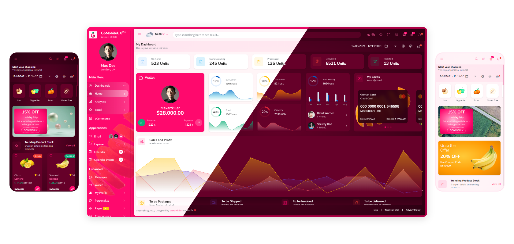 gomobile ux pro web admin dashboard HTML template