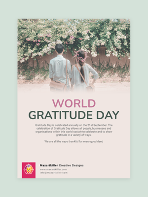world gratitude day social media images and email template cards